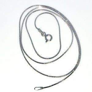 white gold on silver plain Snake Chain Necklace